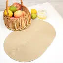 Lot de 6 sets de table ovales en vinyle tressé 45 x 30 cm - Crème image 3