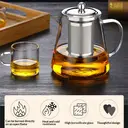 Huacan Glass Teapot for Gongfu Tea Brewing, Home Use, Heatproof, Filtered Flower Tea Pot 750ml image 1