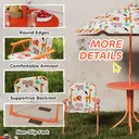 AIYAPLAY Kids Patio Set, Children Table and Chair Set, Outdoor Picnic Table with 2 Folding Chairs and Umbrella for 2-5 Years Boys Girls, Orange image 8