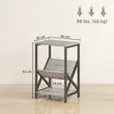 HOMCOM Table d'appoint étroite, bout de canapé avec rangement à 3 niveaux, porte-revues en V, cadre en acier, table basse industrielle pour salon, chambre, 40 x 30 x 61 cm, gris foncé image 5
