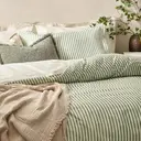 Yard Fitted Sheet Hebden Stripe 100% Cotton Forest Green Single image 1