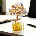 JU7CER Arbre de citrine porte-bonheur avec trésor en cristal jaune et améthyste image 3