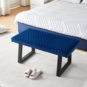 CLIPOP Upholstered Dining Bench, 100 cm Velvet Padded Seat, Ottoman Bench Hallway Bench with Sturdy Metal Legs, Dining Room Bench Seating for Entryway Living Room Bedroom Blue image 6
