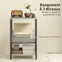 HOMCOM Table d'appoint étroite, bout de canapé avec rangement à 3 niveaux, porte-revues en V, cadre en acier, table basse industrielle pour salon, chambre, 40 x 30 x 61 cm, gris foncé image 3