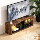 HOMCOM TV Stand Cabinet with LED Lights and Remote Control for TVs up to 65", Entertainment Centre with Storage Shelves and Compartment, Rustic Brown image 5