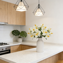 Yuejia Lot de 3 bouquets de fleurs artificielles en soie hibiscus tropical blanc - 45 cm image 6