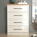 Galano Cleverton 4 Drawer Chest – Stylish Storage Cabinet & Clothes Organiser – Tall Dresser Unit for Bedroom, Hallway or Entryway (Ivory/Oak) image 5