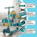 Neuleb 3 Wheel Foldable Kids Scooter with Light Up Wheels, Adjustable Height Handlebar, Lean-to-Steer, Anti-Slip Deck, Toddler Ride On Toy for Boys & Girls Ages 3-10, Green image 2