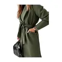 Women's Classic Coat Lapel Collar Open Front Belted Long Jacket (militarygreen, S) image 1