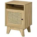 HOMCOM Bedside Table Rattan 1 Door Oak Effect image 1