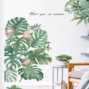 2set of flamingo and palm leaf wall stickers, creative home decor, living room stickers, wallpaper, bedroom, children's room, window decorations,Palm leaves image 1
