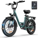 Le vélo électrique URLIFE à pneus larges de 20 pouces est doté d'un réglage à 7 vitesses, d'une batterie amovible de 13 Ah, d'un écran LCD et d'une suspension avant pour une conduite facile hors route. Vert image 1