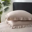 Meeallhome  Comforter Set  Vintage Ruffle Bed Set 220*200cm/50*75cm*2    khaki image 4