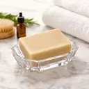 Interiors by Premier Clear Glass Soap Dish, Geometric Design Transparent Soap Storage Case,  Compact Soap Tray & Stand For Shower image 0