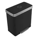 SONGMICSHOME  Dual Compartment Pedal Rubbish Bin, 2 x 30L Stainless Steel Recycling Kitchen Bin, Soft Close Lid, with Inner Buckets, Grey image 1