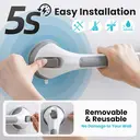 TAILI Shower Grab Bar Glow in The Dark, 2 Pack 16.8 in Grab Bars for Bathtubs and Showers,Shower Handles Shower Rails for Seniors and Elderly,Bathroom Safety Grip Removable No Drilling Waterproof Grey image 6