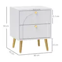 HOMCOM Bedside Table Set of 2, Modern Bedside Cabinets with 2 Drawers and Steel Legs, Side Tables for Living Room, Bedroom, 40 x 35 x 50 cm, White image 2