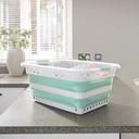 Addis 45L Collapsible  Laundry Basket - White & Aqua Haze image 0