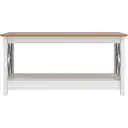 Galano Nova Coffee Table - Modern Distressed Oak Finish - Storage Cabinet for Entryway - Foyer - Living Room - Bedroom - Space Saving (White/Oak) image 5