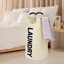 Vilscijon 90L Large-Capacity Laundry Hamper - Foldable Dirty Clothes Basket, Clothing Storage Bin, White image 1