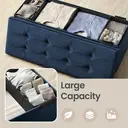 Ochama x SONGMICS Storage Ottoman, Foldable Velvet Storage Bench, 2 Extra Storage Boxes, 38 x 110 x 38 cm, for Hallway, Living Room, Bedroom, Dark Blue image 6