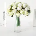 Yuejia 12Pcs 10.6in/26.92cmArtificial Roses Single Stem Fake Silk Flower Arrangement Bridal Bouquet Real Touch for Home Party Wedding Decoration(white green) image 6