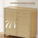 HOMCOM Bamboo Shoe Cabinet with Louvered Doors, Shoe Storage Cabinet with Adjustable Shelves, 14 Pairs Footwear Cupboard for Hallway, Entryway, 80 x 35 x 80 cm, Natural Wood Finish image 6