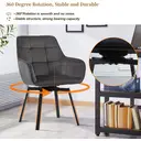 CLIPOP Single Dining Chair Velvet Padded Seat 360°Swivel Armchair with Backrest and Metal Legs,Rotatable Desk Chair for Home Office/Living Room/Bedroom 0199-s velvet deep grey 54*59*83 cm image 3