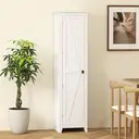 HOMCOM Armoire de Rangement sur Pieds buffet cuisine meuble de rangement pour Salle de bain Gain de Place Style Classique avec 2 étagères réglables- Hauteur 170 cm en Bois Blanc image 7