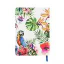 Jubiluu A5 Hardcover Notebook with Lined Pages - 96 Sheets (100g offset paper), Bookmark & Elastic Band -Classic Cream Ruled Journal for Writing, School, Office, and Gifts-Tropical Parrot & Foliage image 1