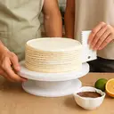 Essentials by Premier White Turntable Stand, Modern Turntable Stand, Desserts and Cake Stand, Stylish Revolving Cake Turntable image 0