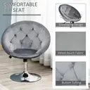 HOMCOM Swivel Dressing Stool, Velvet-feel Upholstered Vanity Chair, Adjustable Height Tub Makeup Chair with Button Tufting and Thick Padding for Bedroom, Grey image 3