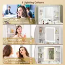 HOMCOM Dressing Table with Mirror and Stool, Vanity Desk with 3-Colour LED Lights, Modern Makeup Table with Cushioned Seat, 2 Drawers, Storage Shelves, Pine Wood legs, White image 4