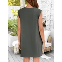 Robe Femme Manches Courtes Col Rond Empiècement Coupe Décontractée Pour Printemps Été Vacances Et Tenue Quotidienne Gris foncé Taille S image 3