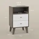 HOMCOM Bedside Tables Set of 2, Modern Nightstand with 2 Drawers and Open Cubby, Sofa Side End Table for Bedroom, 40 x 34 x 64cm, Grey image 2