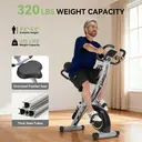 Vélo d’appartement pliant gain de place, résistance magnétique à 16 niveaux, capacité de charge 320 lb, dossier rembourré, salle de sport à domicile multifonctionnelle avec bandes de résistance et moniteur de fréquence cardiaque image 1