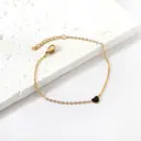 Black Heart Charm Bracelet, 18K PVD Gold Plated Stainless Steel, 17+3cm image 2