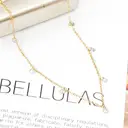 18K PVD Gold Stainless Steel Station Necklace, 4mm Round Cubic Zirconia Dainty Choker image 3