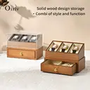 Oirlv Wooden Watch Box Storage Double-layer Jewelry Organizer Wrist Watch Storage Box Dust-proof Transparent Cover Jewelry Display Box image 1