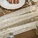 Beige Gold Gauze Table Runner 70x300 cm, Glitter Metallic Foil Sheer Cheesecloth Kitchen Dining Table Decor for Home PartySpandex Table Cloth 2 Pack [6FT] Tight, Fitted, Washable and Wrinkle Resistant Stretch Rectangular Patio Table Cover for Event, Wedding, Banquet & Parties [183Lx76Wx76H]cm Black image 2