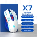 Rexsun Tri-Mode Gaming Mouse – 6D Buttons, 2.4G + Bluetooth + Wired, Adjustable DPI 800–3600, Type-C Charging, RGB Breathing Light, 300mAh Battery, White & Blue, X7 image 2