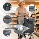 42L Shopping Trolley Stair Climber, 3-in-1 Trolley Shopping Cart Foldable, Hackenporsche Folding Foldable Shopping Trolley, Hackenporsche with Hooks, 6 Wheels & Large Capacity, Grocery Hauling Cart, Portable Shopping Aid, Spacesaving Cart, Gray image 3