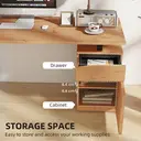 HOMCOM Computer Desk, Writing Desk with Metal Legs, Cabinet, Drawerand Adjustable Shelf, Work Table for Study Home Office, 135L x 60W x 75H cm, Natural Wood Finish image 4