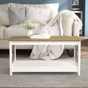 Galano Nova Coffee Table - Modern Distressed Oak Finish - Storage Cabinet for Entryway - Foyer - Living Room - Bedroom - Space Saving (White/Oak) image 1