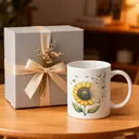 Alphynix 1 Mug céramique blanc 33cl avec un design vibrant de tournesol et papillon, cadeau réconfortant pour anniversaire ou célébration,Le cadeau de la saint-valentin, cadeau d’anniversaire image 4