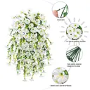 Yuejia Lot de 4 bouquets suspendus de fleurs artificielles en soie liseron blanc - 75 cm image 3