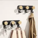 KAPANOU dual Coat Hooks Wall Mounted 2 Pack 6 Hooks， Vintage Brown Rubberwood Coat Rack with Sturdy Black Metal Hanger for Jackets， Towels Or Hats， Decorative Hooks for Bathroom， Bedroom， Entryway, New Year Sale , Top gift picks image 5