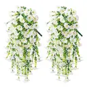 Yuejia Lot de 4 bouquets suspendus de fleurs artificielles en soie liseron blanc - 75 cm image 0