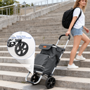 Foldable Shopping Trolley with Cooling Compartment, 3-in-1 Trolley, Sack Truck & Shoulder Bag, Shopping Trolley, Shopping Trolley 43L Capacity & Tie Down Strap, Shopping Cart with Wheels, Foldable Trolley, Grocery Shopping, Portable Trolley, Gray image 6