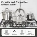 PURECOOK Triple-Ply Stainless Steel Cookware 4-Piece Set Series – 34cm 316 Stainless Steel Wok, 18cm 304 Stainless Steel Milk Pot (with Lid), 24cm 304 Stainless Steel Steamer & Soup Pot (with Lid and Steamer Insert), 28cm 304 Stainless Steel Frying Pan (Lid-Free)  zwilling image 2
